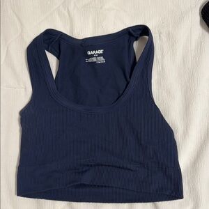Garage Blue Fitted Crop Tank Top